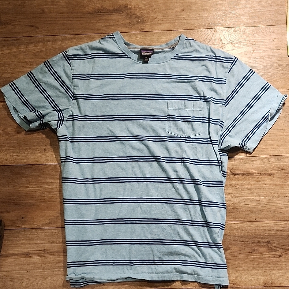 Mens Patagonia Blue Short Sleeve Tee Classic Casual - XXL